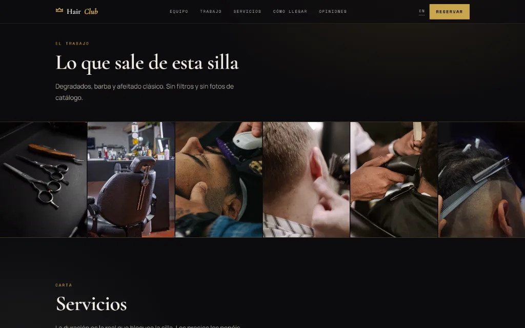 Portada de la web de Hair Club