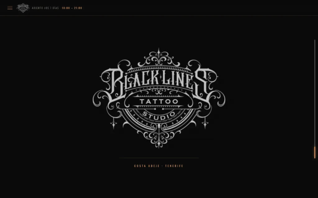 Portada de la web de Black Lines Tattoo Studio
