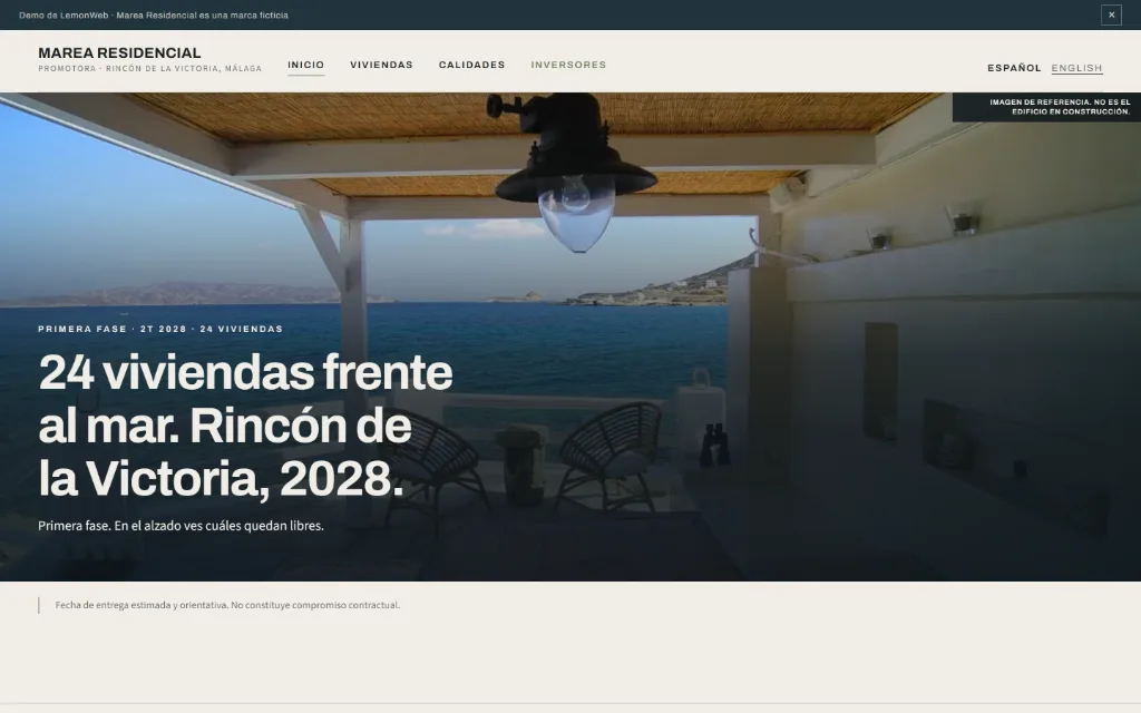 Portada de la web de Marea Residencial
