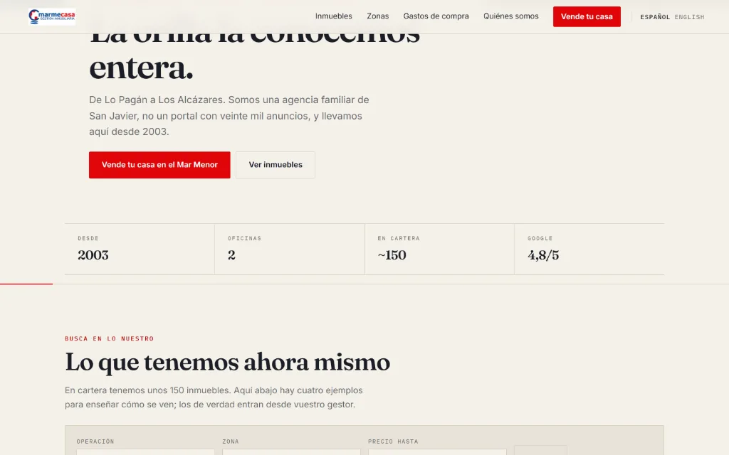 Portada de la web de Marmecasa