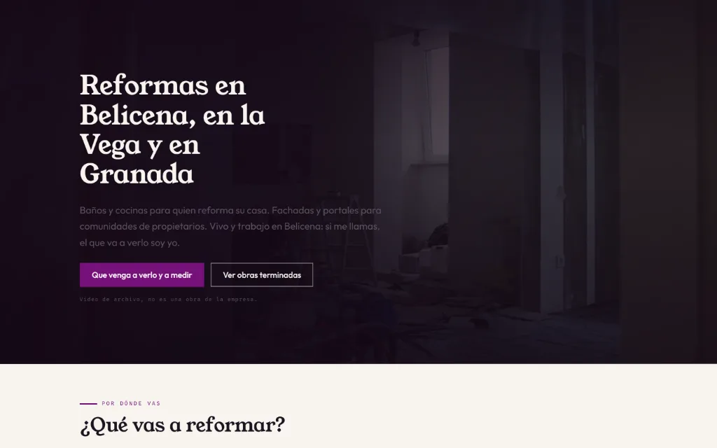 Portada de la web de Reformas Márquez