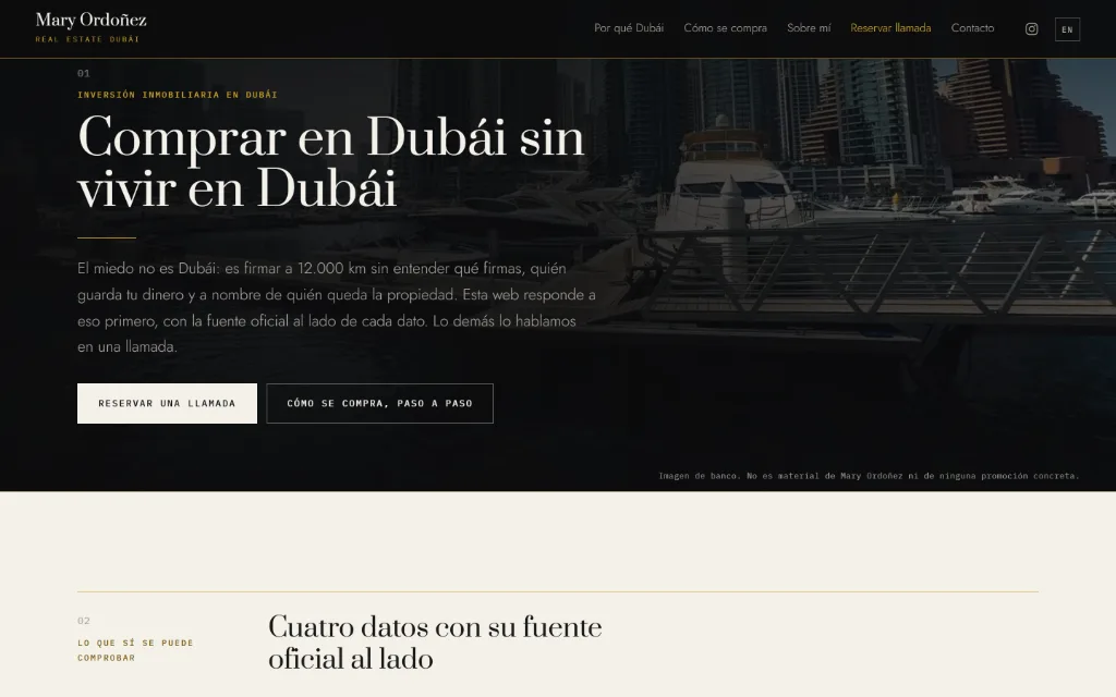 Portada de la web de Mary Ordoñez